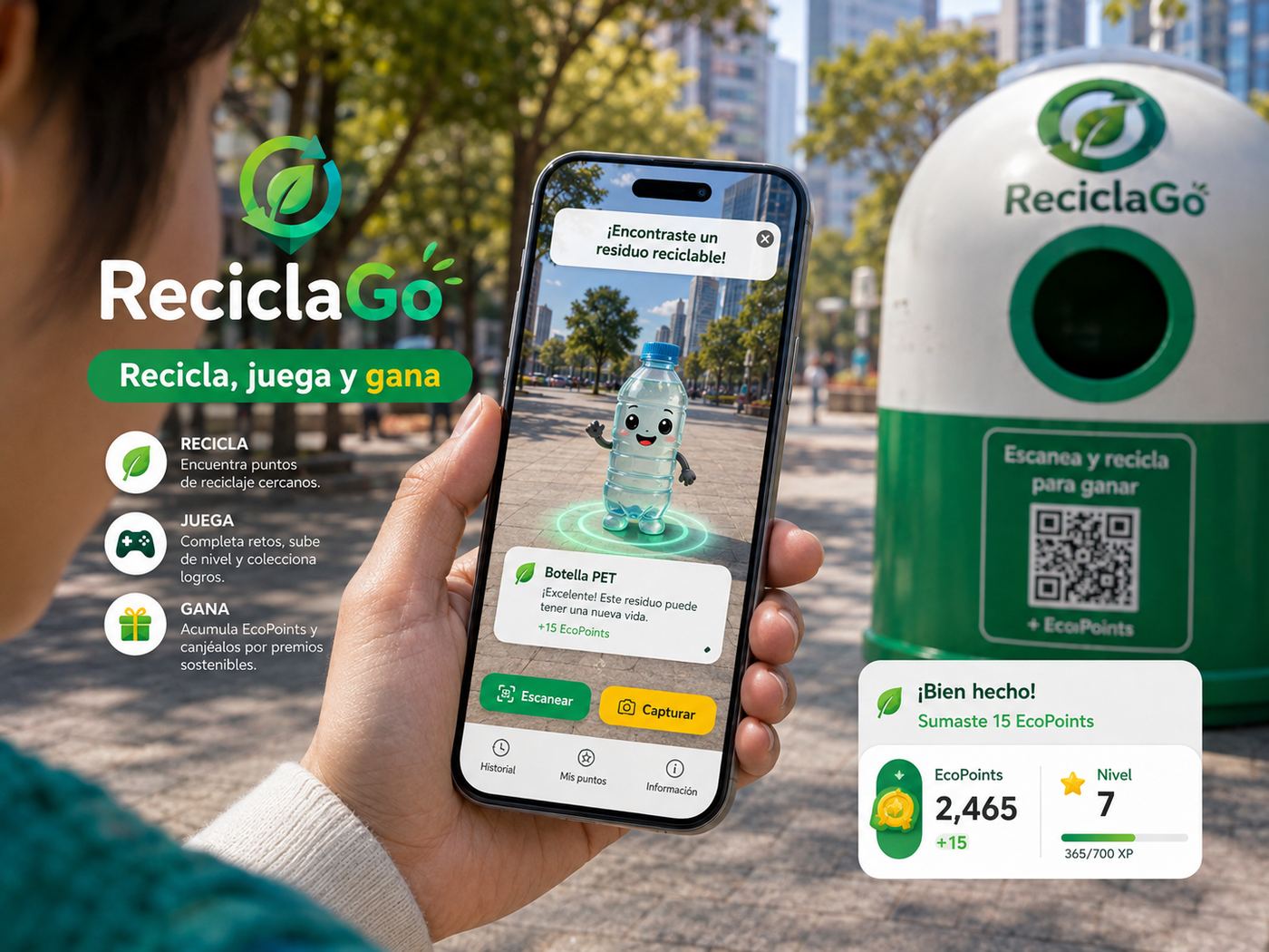 Escaneo de material en la app ReciclaGo