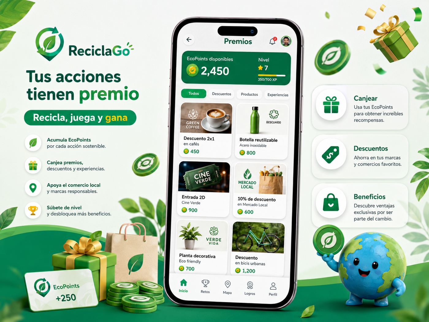 Recompensas ReciclaGo para canjear EcoPoints